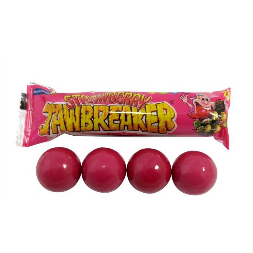 jahodové bonbóny se žvýkačkou STRAWBERRY JAWBREAKER (4ks / 33g) TRV.03/2024