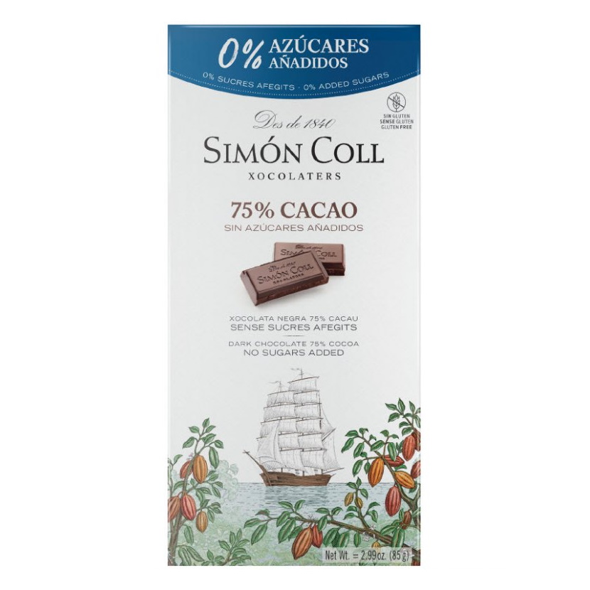 hořká 75% čokoláda bez cukru 85g SIMÓN COLL
