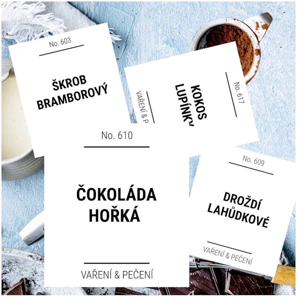 etikety na potraviny hranaté bílé SPECIÁL PEČENÍ & VAŘENÍ (12 ks)