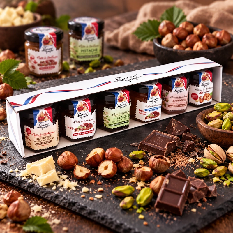 dárková kolekce OŘECHOVO-ČOKOLÁDOVÝCH POMAZÁNEK 6x45g od Lucien Georgelin