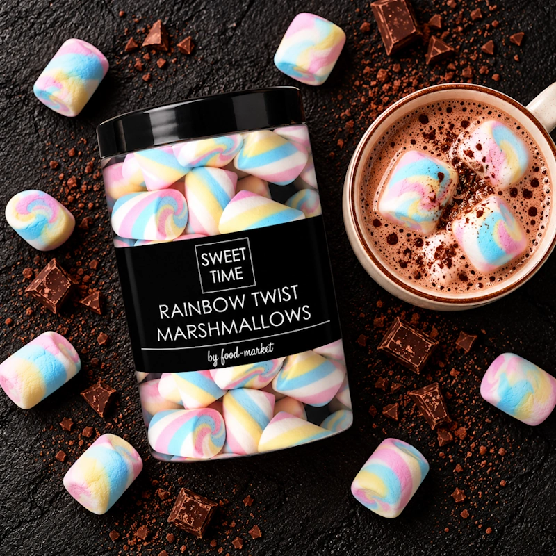 marshmallows RAINBOW TWIST 180g v dárkové dóze