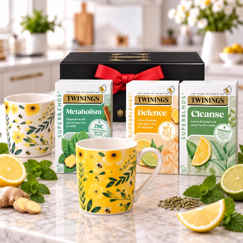 dárkový set čajů s hrnky GREEN SUPERBLENDS