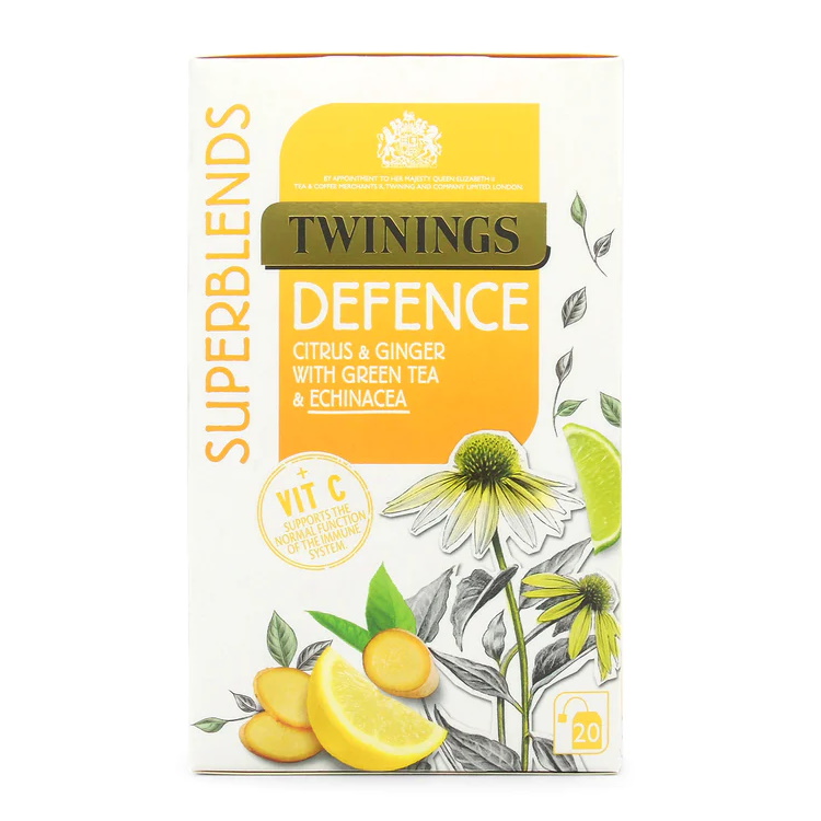čaj SUPERBLENDS DEFENCE se zeleným čajem,citrusy,zázvorem a echinaceou (20sáčků)