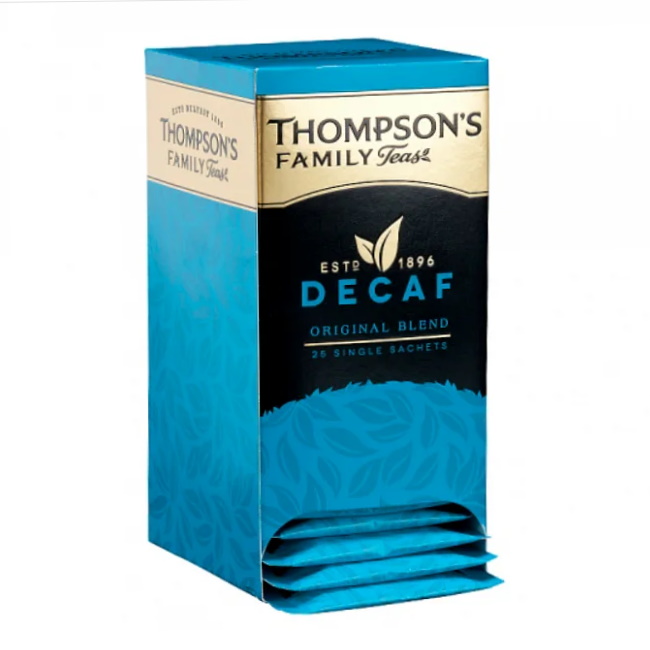 černý čaj BEZKOFEINOVÝ (25 jednotlivě balených sáčků /50g) od Thompson's