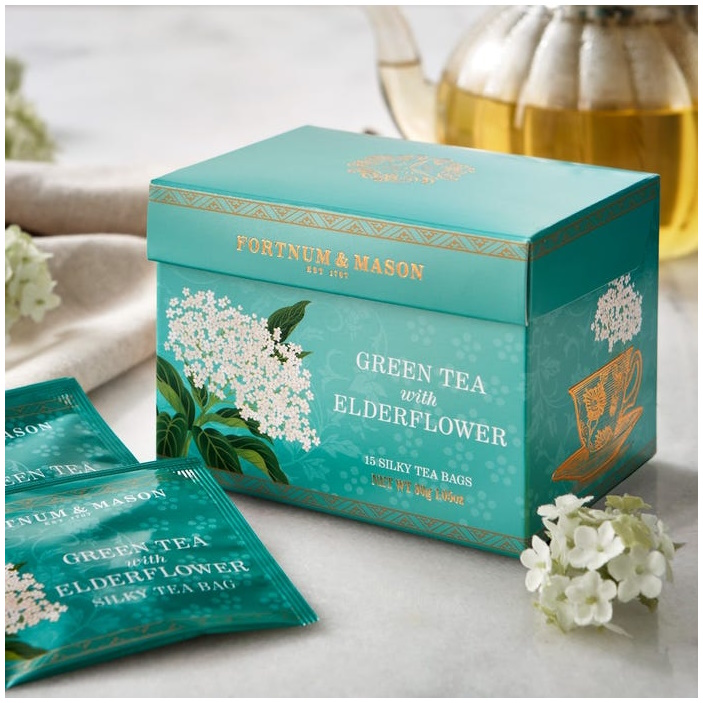 zelený čaj S BEZOVÝM KVĚTEM 15 hedvábných pyramid